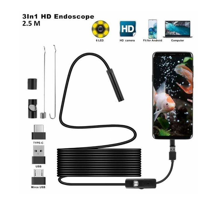Ендоскоп камера за телефон лаптоп компютър Android с 2.5м кабел