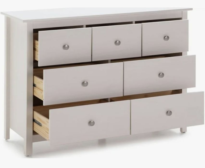 Doua comode albe din lemn masiv – 110 cm, model Berna (The Home)