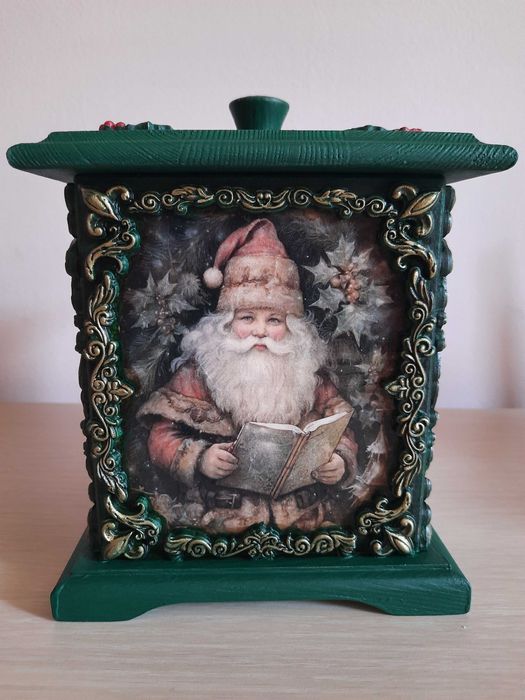 Cutie vintage Craciun, din lemn