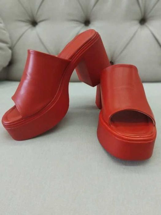 Papuci dama cu toc , piele ecologica