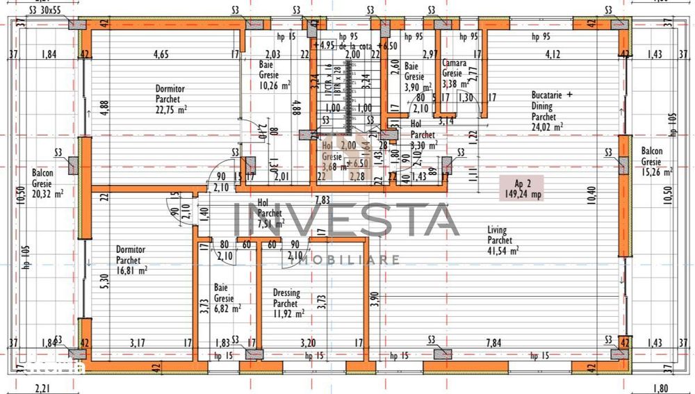Apartament 148 mp utili + 150 mp terasa + 250 mp cota teren! Cu CF! — fotografia 3