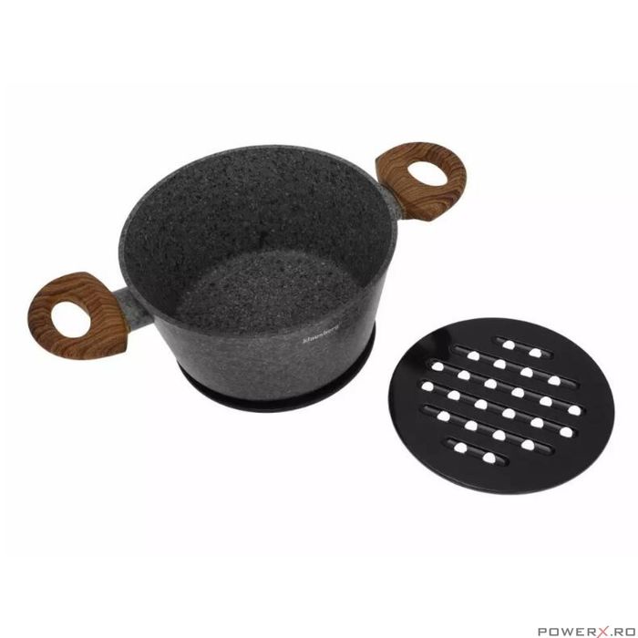 Set 6 oale din aluminiu turnat, cu strat marmorat gri, capac sticla,