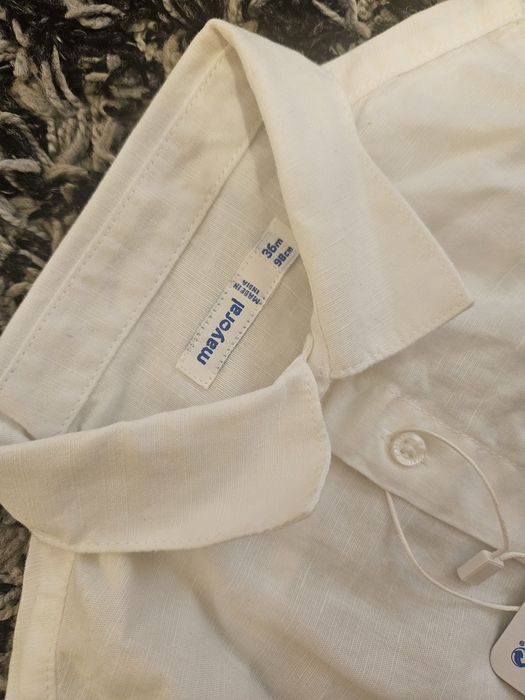 Camasa alba din in pentru baiat Mayoral
