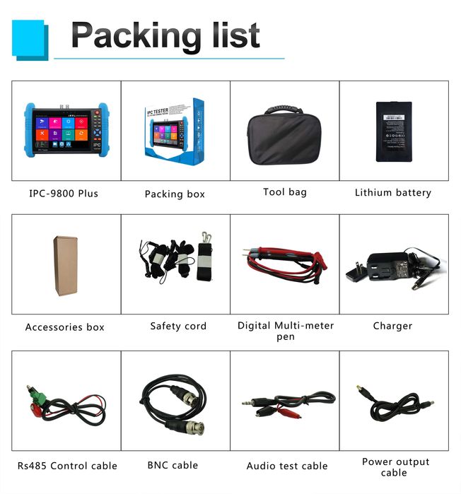 Професионален CCTV тестер за камери IPC-9800ADH Plus с андроид