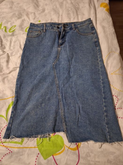 Fusta asimetrica din denim  Poema