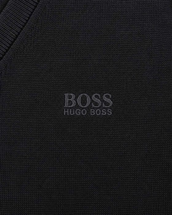Cardigan BOSS Hugo Boss Green bărbați, negru, lână merinos extrafină, Regular Fit, mărimea M