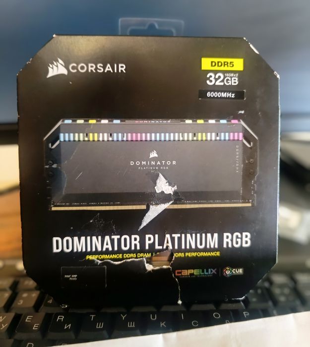 Рам памет Corsair DOMINATOR PLATINUM RGB 32GB (2x16GB) DDR5 6000MHz CL36 Black