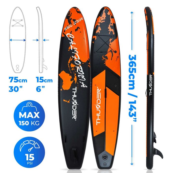 Placa Stand Up Paddle EARTH 365cm + Scaun Caiac (Noua, Sigilata)