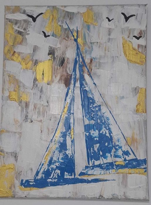 Tablouri canvas lucrate manual in acrilic si relief