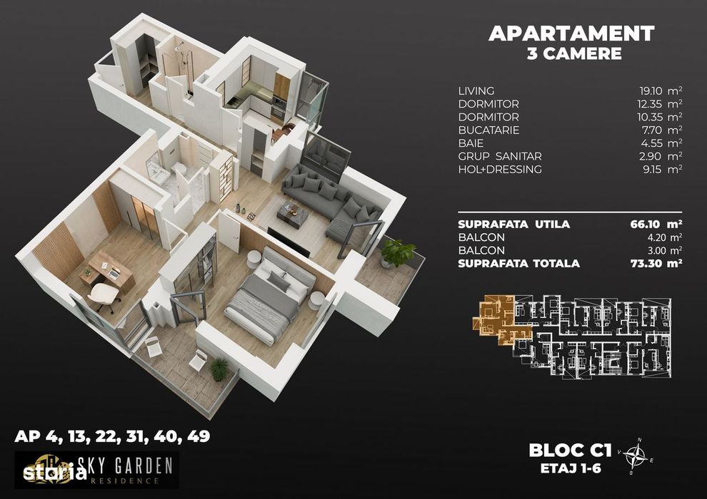 Apartament cu 3 camere, compartimentare eficienta, Metrou Berceni