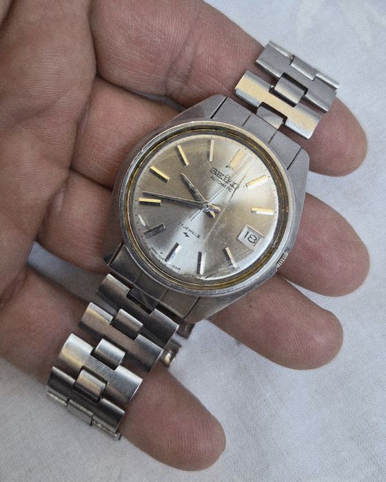 Ceas bărbătesc automat Seiko 7005-8022, cu 17 rubine, vintage din anii '70, oțel inoxidabil, fabricat în Japonia.