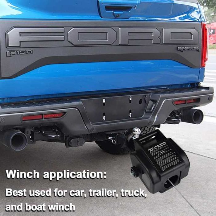 Електрическа лебедка 2000 LBS 910 КГ с дистанционно и кабел за теглене