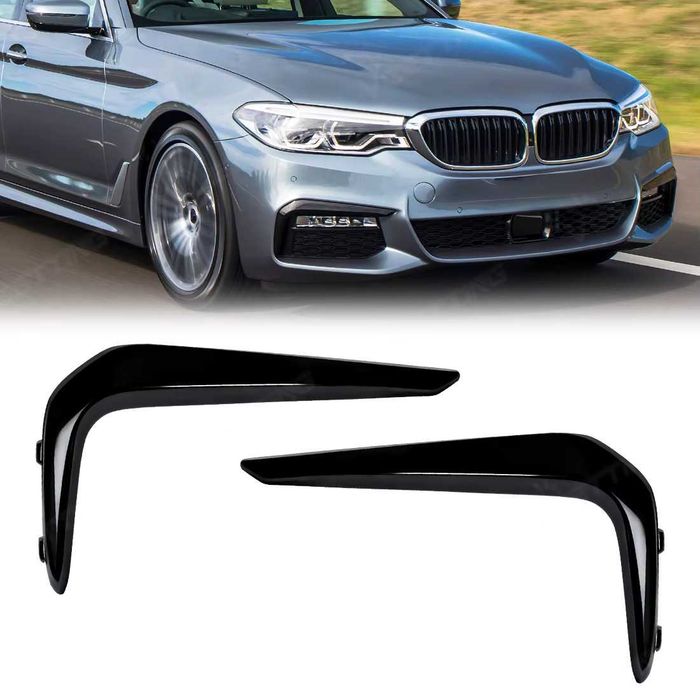 Extensii Prelungiri Ornamente Trim Bara Fata M BMW G30 G31, Lip Splitere, Negru Lucios
