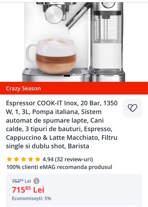 Expressor automat cafea , Cook+ râsniță