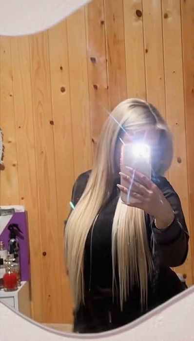 Продава се естествена руска коса-екстеншъни 200гр/ 62-63см.