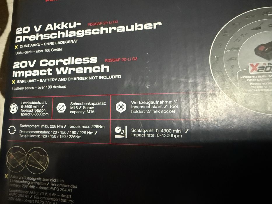 Безчетков ударен винтоверт Parkside performance