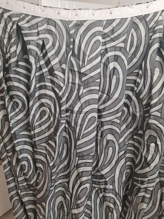 Set 2 draperii din tafta gri și argintiu, 280x130 cm, pliuri cusute