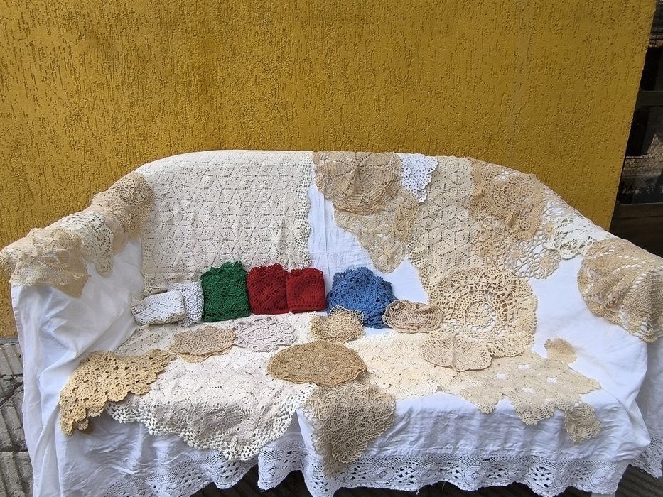Ръчно плетени мильота/покривки плетени на една кука/ръч.бродерия каре