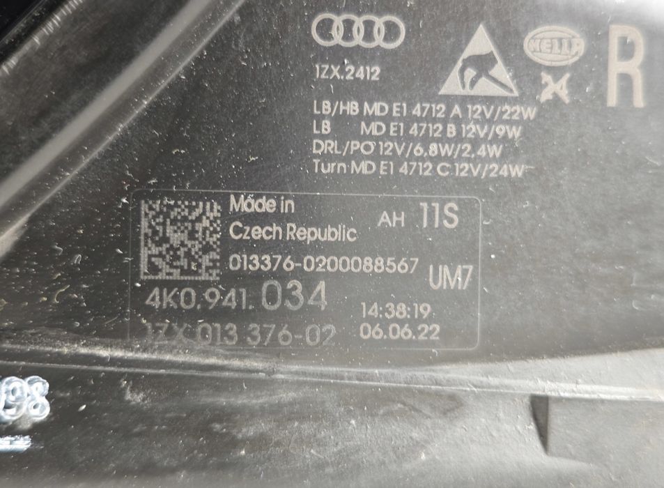Десен фар Ауди А6 Ц 8 AUDI A6 C8 4K0 2018- full led 4K0941034 Europa