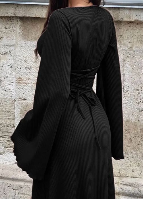 Платье лапша макси с завязками