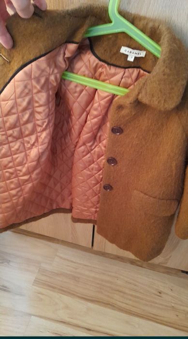 palton copii fete fata 6 ani maro caramel impecabil gros calduros