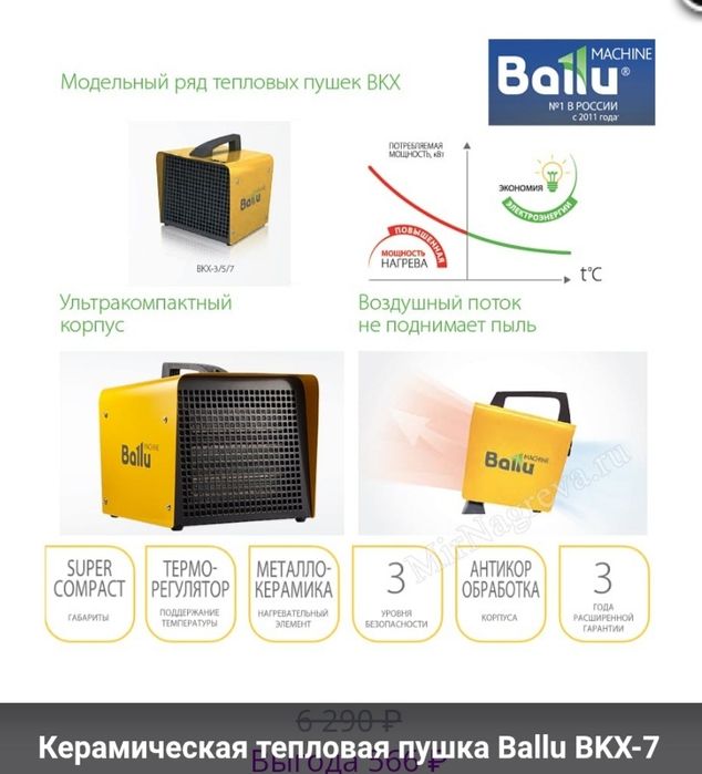 Обогреватель пушка Ballu 3квт Акция