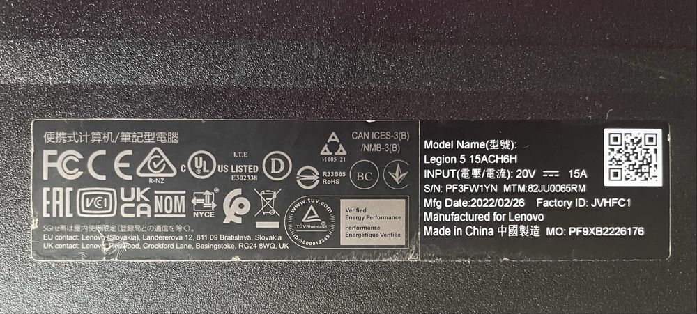 Laptop Legion 5 15ACH6H