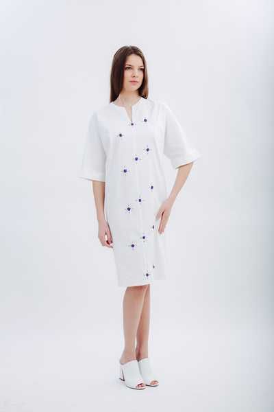 Rochie alba cu broderie manuala, Nicoleta Obis, marimea M, noua