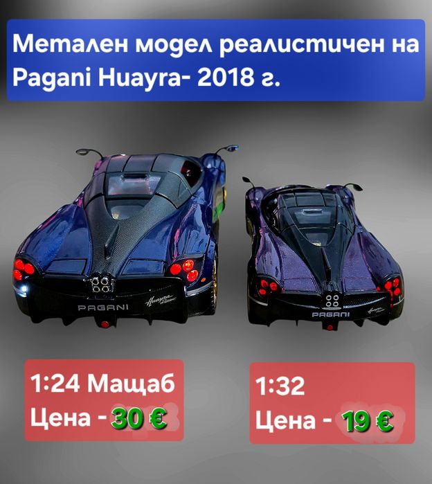 Метален реалистичен модел на Pagani Huayra модел от  2018Г