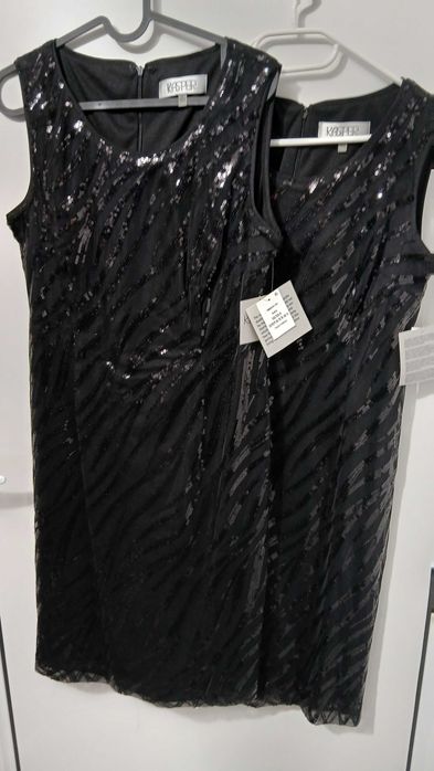 Черна миди рокля с пайети и дантела – Kasper