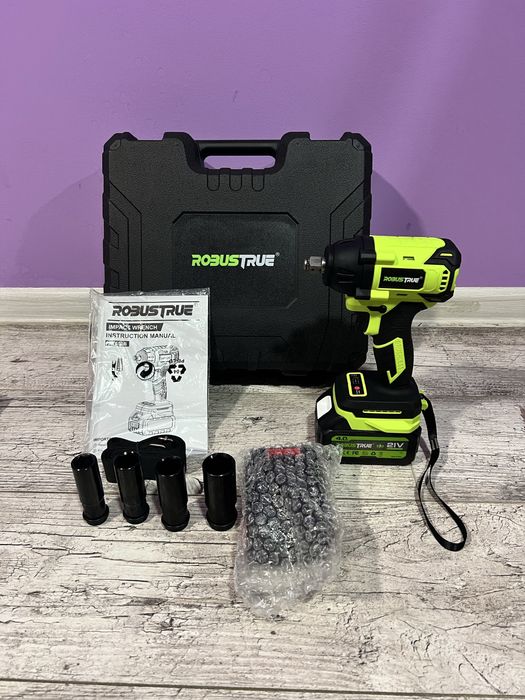 Акумулаторен Безчетков ударен Гайковерт RobusTrue 800Nm 2800об. 2х 4Ah