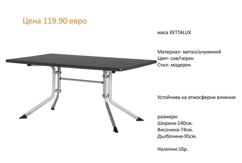 РАЗЧИСТВАМЕ СКЛАДА градински маси от 39.90 евро