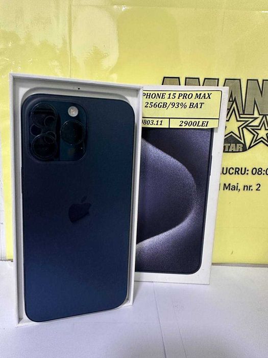 Iphone 15 pro max 256gb 93% bat, cutie (ctg)