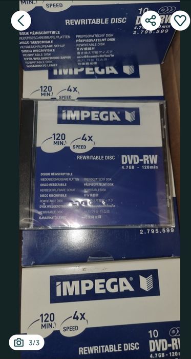Discuri DVD-RW Impega (10 buc/cutie) ReWritable,4.7 GB 120 min