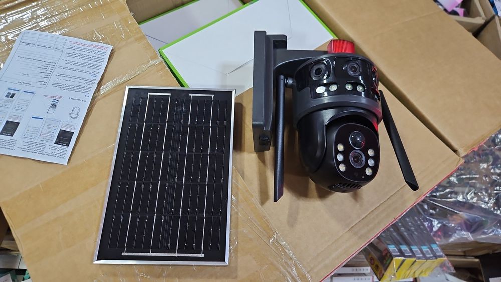 T21 Соларна камера за наблюдение с WIFI, PTZ с 4 обектива, Zoom, V380P