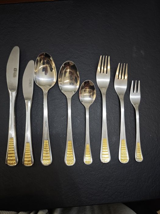 Български автентичен комплект прибори Перла,позлатени