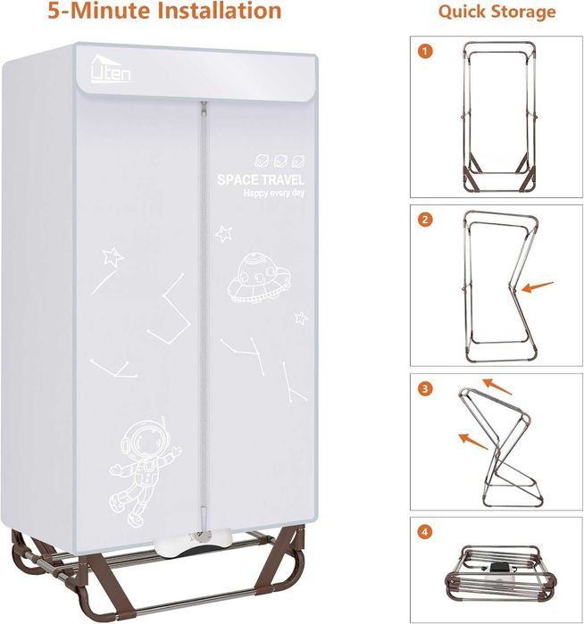 Електрическа преносима сушилня за дрехи Uten, 2-етажна, 1500w