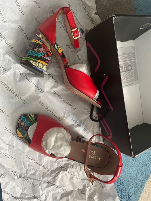 sandale rosii elegante Flavia Passini, din piele, marimea 37