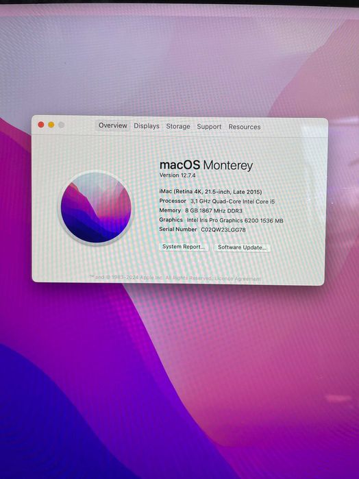 iMac (Retina 4K, 21.5-inch, Late 2015) 1 TB SSD