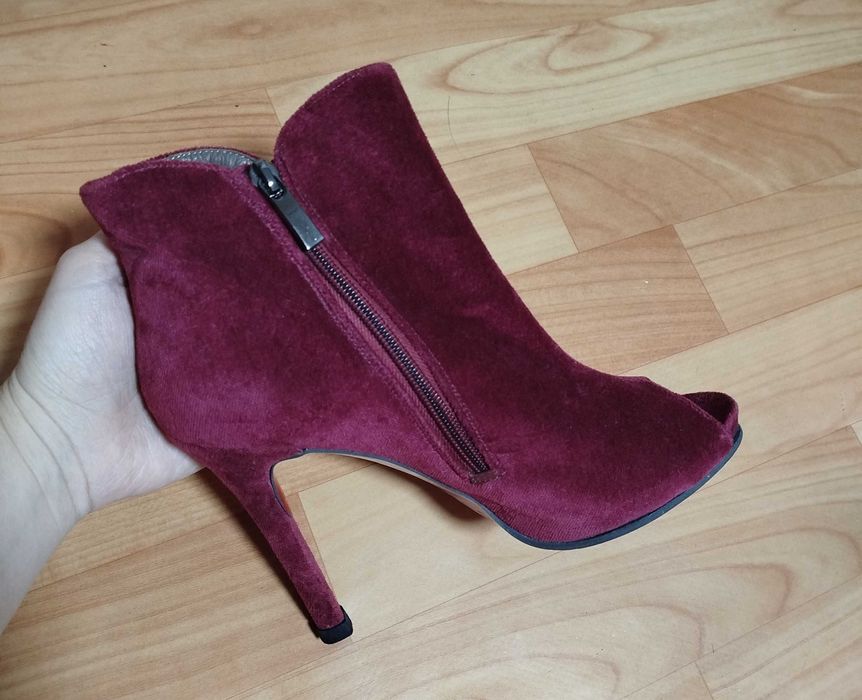 Замшевые ботильоны бордовые, 39 размер