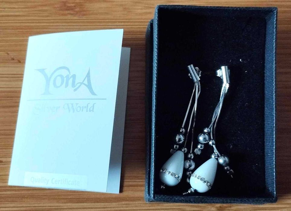 Елегантни висящи обеци, сребро 925