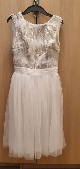 Rochie banchet/cununie/ocazie revelion tulle alb XS