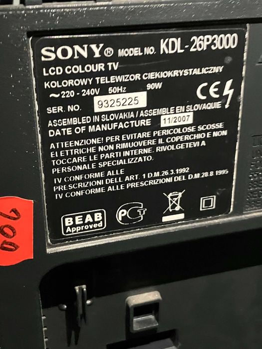 Sony KDL-26P3000 Televizor