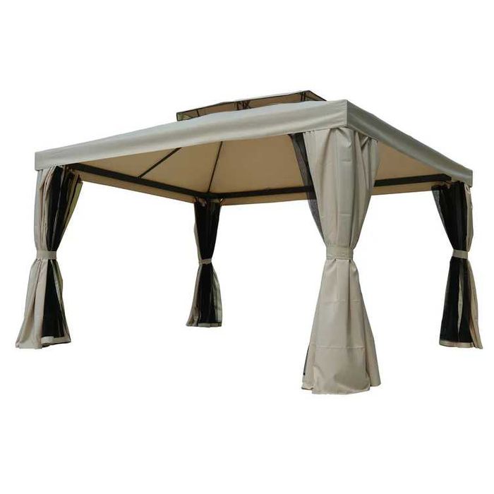 Pavilion/Foisor/Cort pentru gradina/terasa cu perdele si plasa 4×3 BEJ
