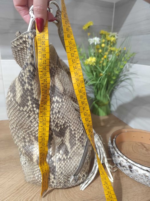 Комплект от ПИТОНОВА КОЖА -чанта за рамо и колан. Италия