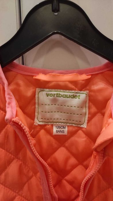 Geaca fete subtire matlasata VERTBAUDET, oranj neon 122-128 cm