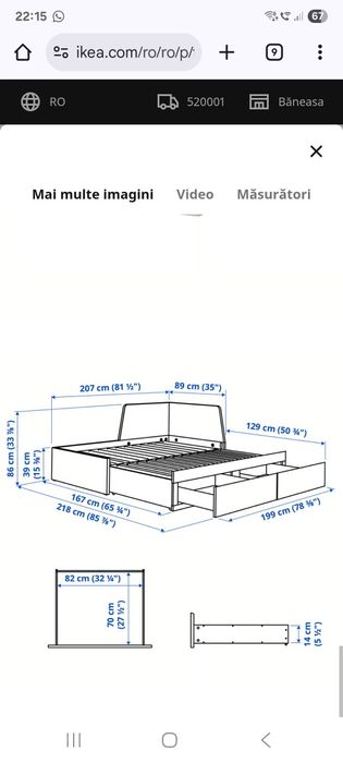 Canapea/divan Ikea Flekke cu saltele de spumă cu arcuri
Divan 2sertare