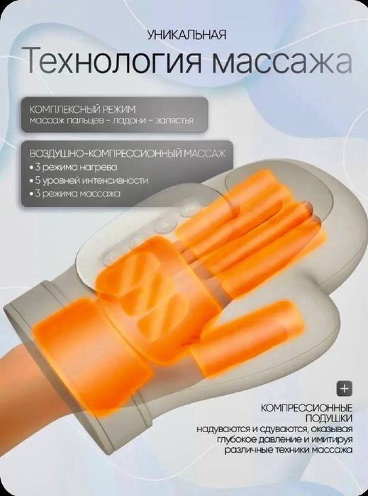 Массаж 3 в 1  NeW перчатка для рук с подогревом заряд USB Доставка