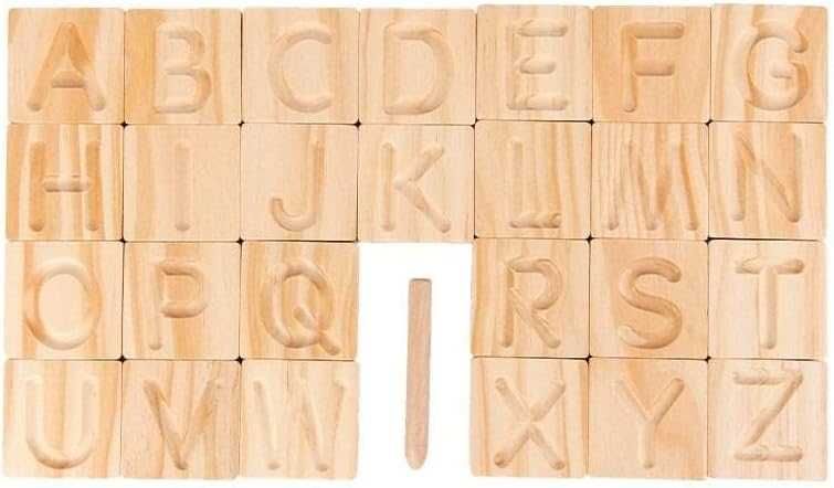 Дървени двустранни плочки за изучаване на азбуката - английски
