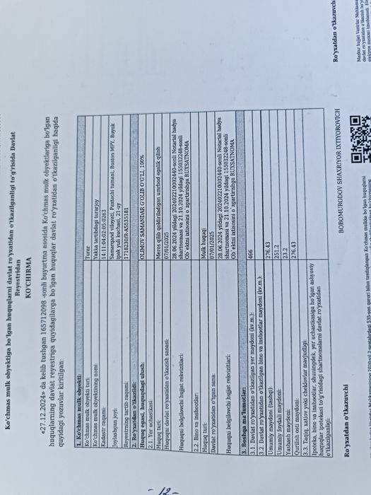 Sentiralni joyda joylashgan uy joy